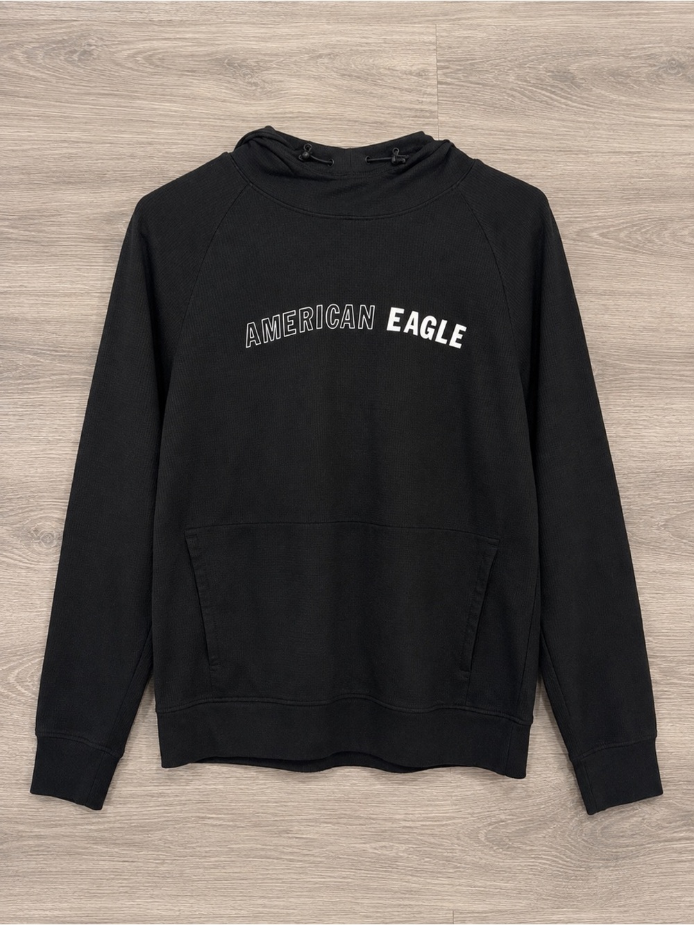 American Eagle Outfitters Black Pullover Hoodie with White Logo